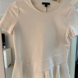 J. Crew Cream Short Sleeve Peplum Top